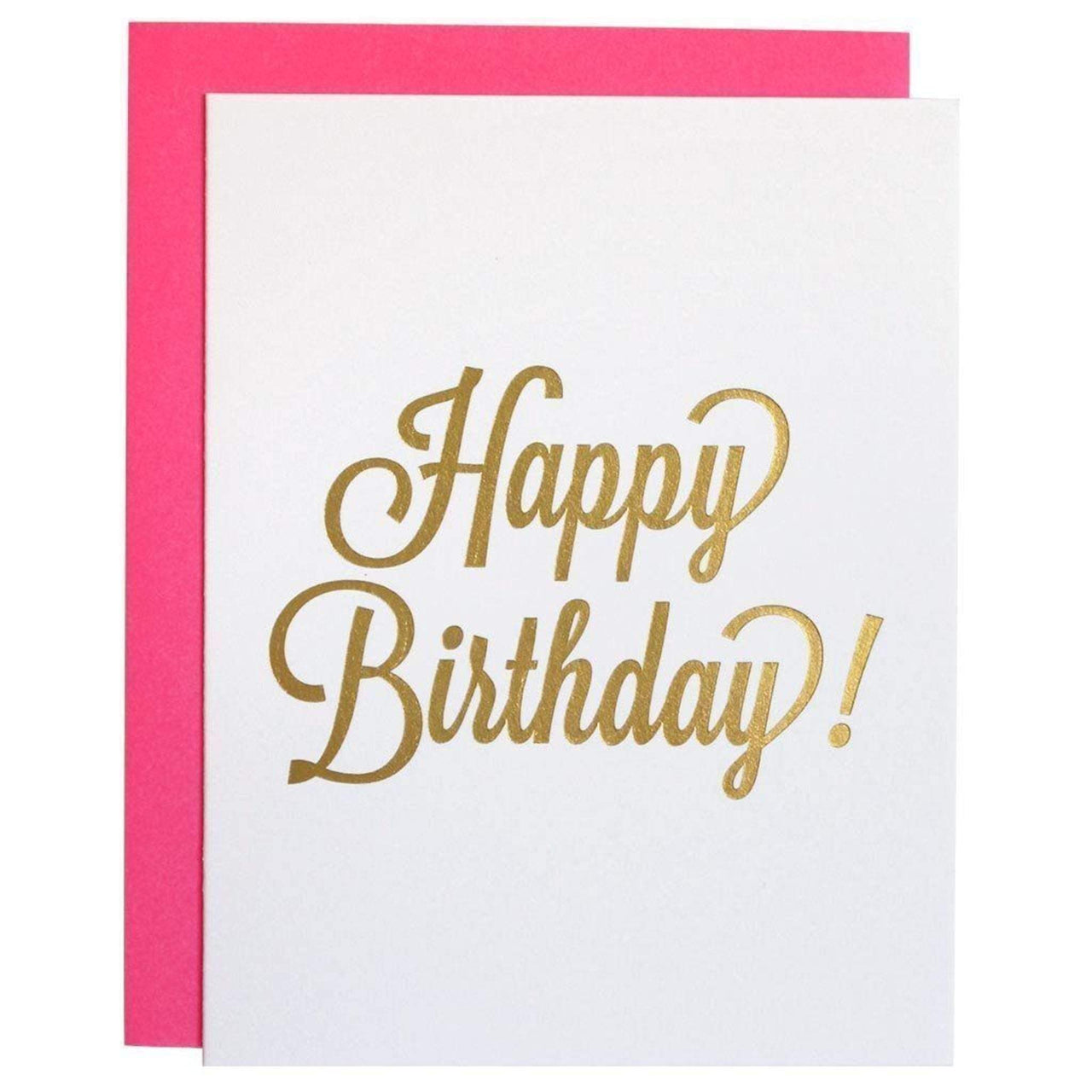 Happy Birthday Script Gold Foil Letterpress Card, Paper Gift by Chez Gagne | LIT Boutique