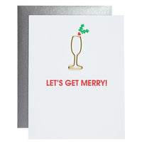 Thumbnail for Lets Get Merry Cocktail Paperclip Letterpress Card, Seasonal Gift by Chez Gagne | LIT Boutique