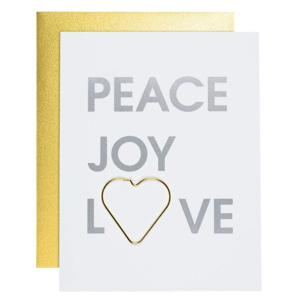 Peace Joy And Love Letterpress Card, Paper Gift by Chez Gagne | LIT Boutique
