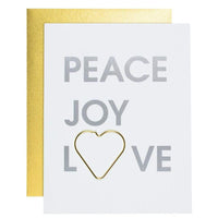 Thumbnail for Peace Joy And Love Letterpress Card, Paper Gift by Chez Gagne | LIT Boutique