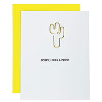 Thumbnail for Sorry I Was A Prick Cactus Paperclip Letterpress Card, Paper Gift by Chez Gagne | LIT Boutique