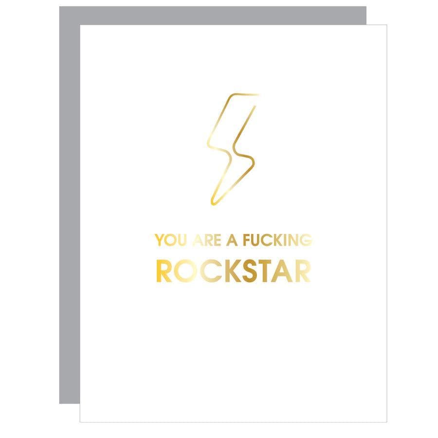 You Are A F*cking Rockstar Lightning Bolt Paperclip Letterpress Card, Paper Gift by Chez Gagne | LIT Boutique