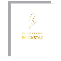 Thumbnail for You Are A F*cking Rockstar Lightning Bolt Paperclip Letterpress Card, Paper Gift by Chez Gagne | LIT Boutique