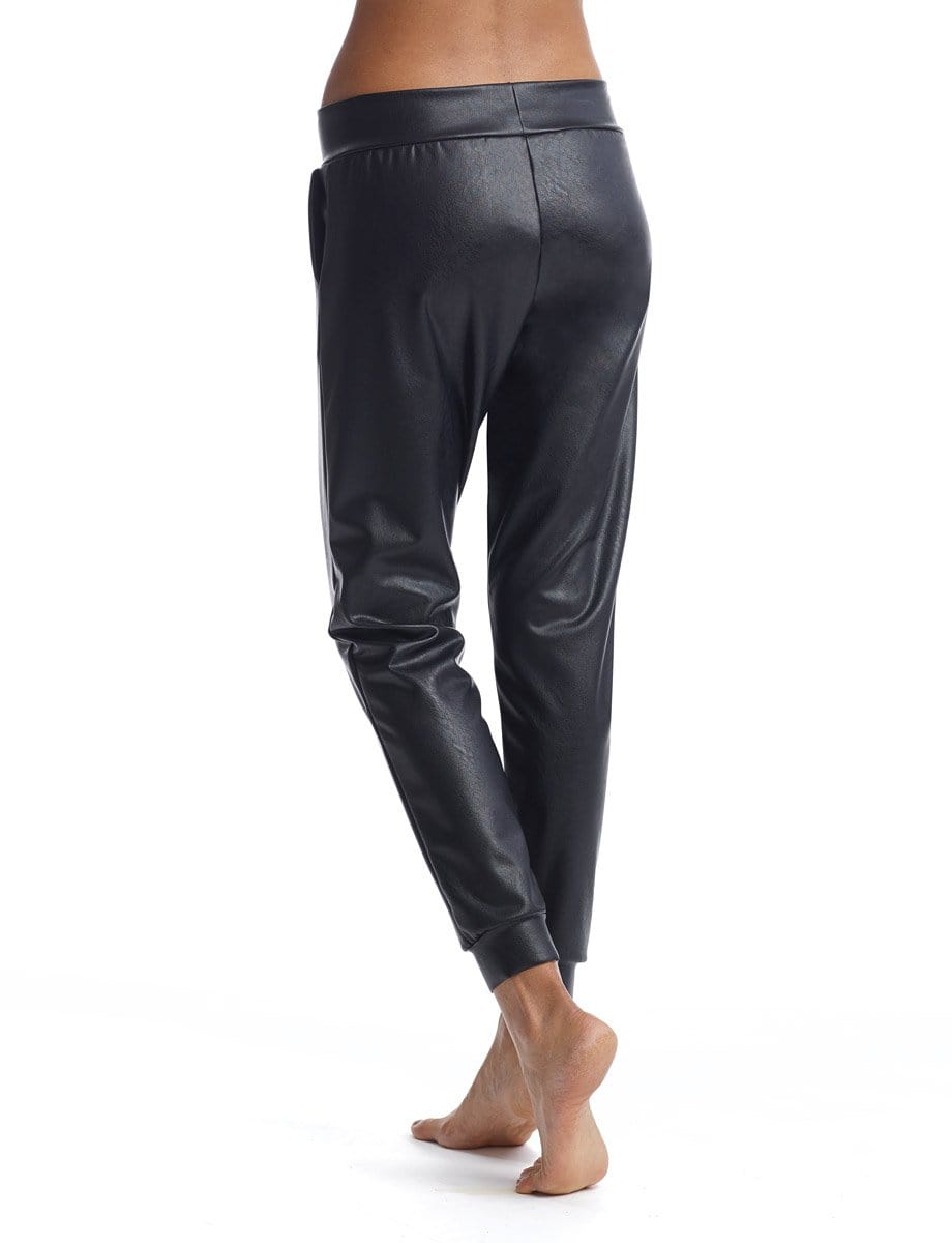 Faux Leather Jogger Black, Pant Bottom by Commando | LIT Boutique