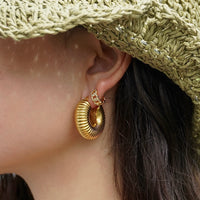 Thumbnail for Coria Textured Hoop Earring, Earring Jewelry by Ellie Vail | LIT Boutique