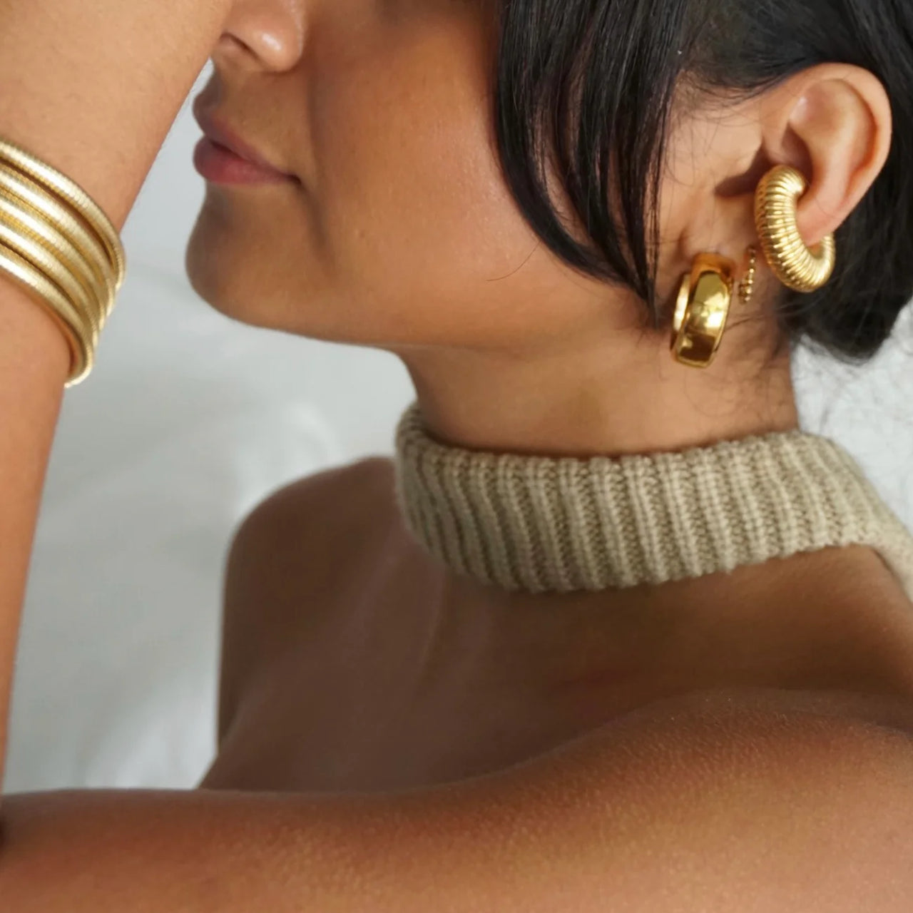 Cosa Medium Hoop Earring, Earring Jewelry by Ellie Vail | LIT Boutique