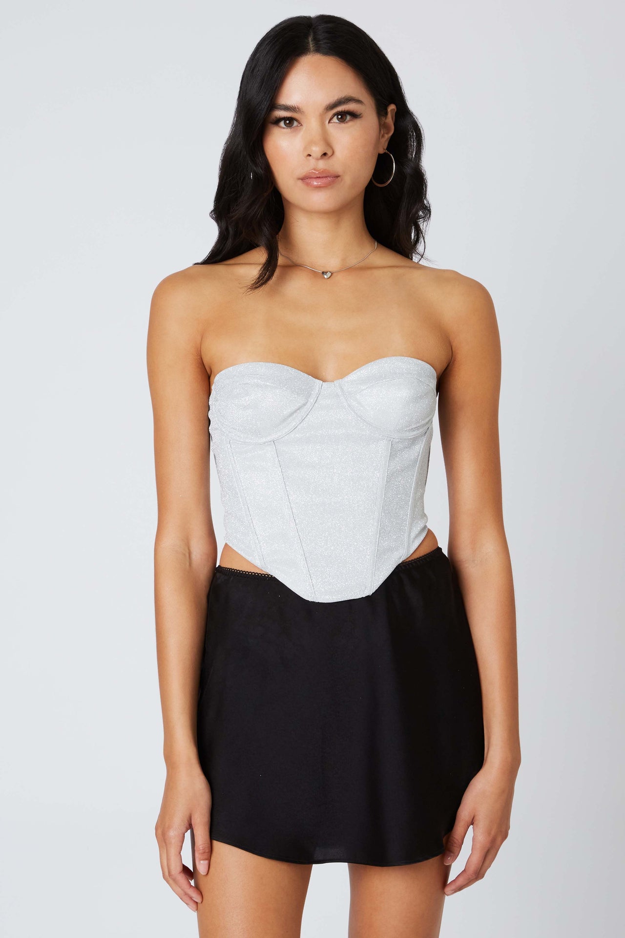 Hold Me Up Bustier Top Silver, Tank Blouse by Cotton Candy | LIT Boutique