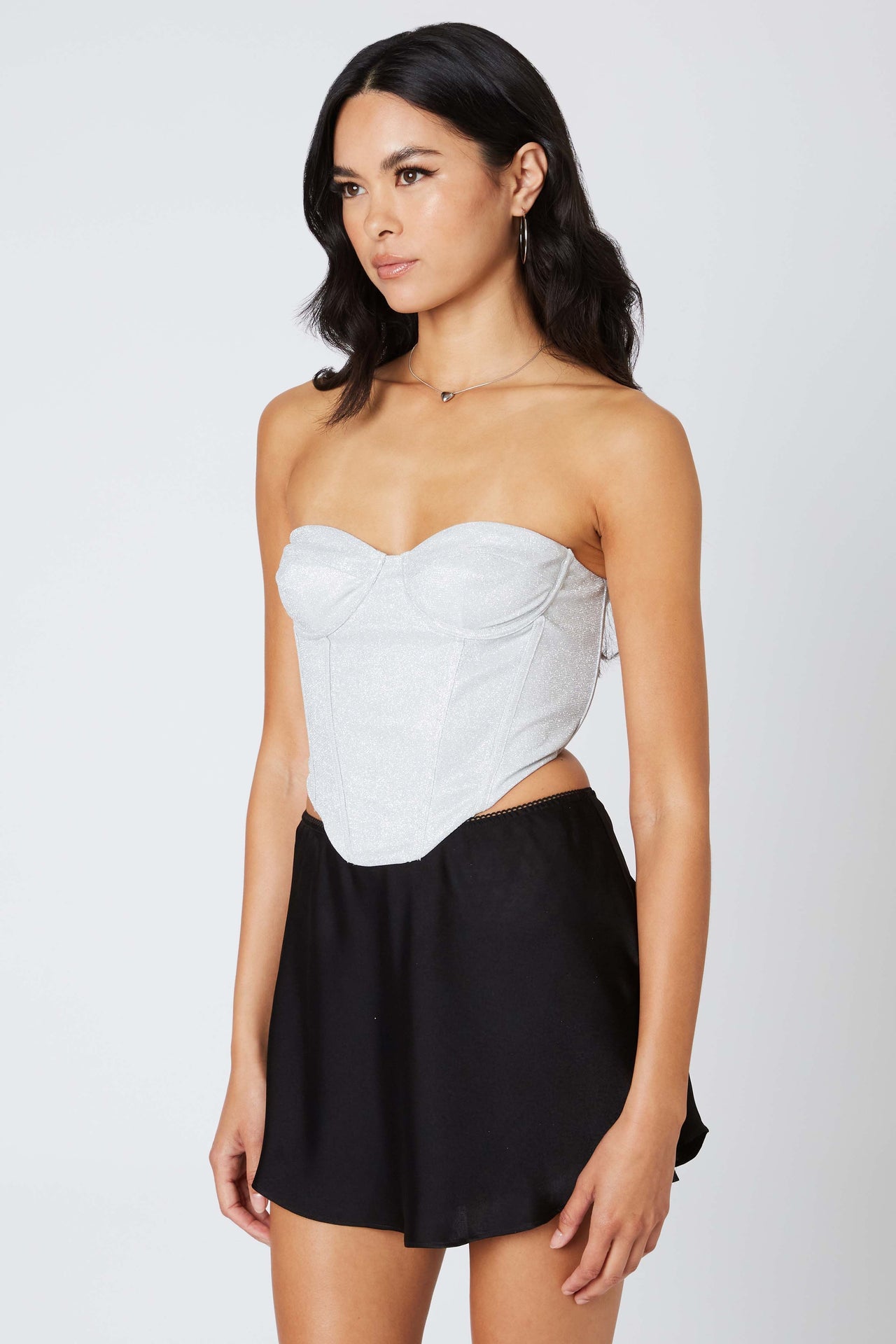 Hold Me Up Bustier Top Silver, Tank Blouse by Cotton Candy | LIT Boutique
