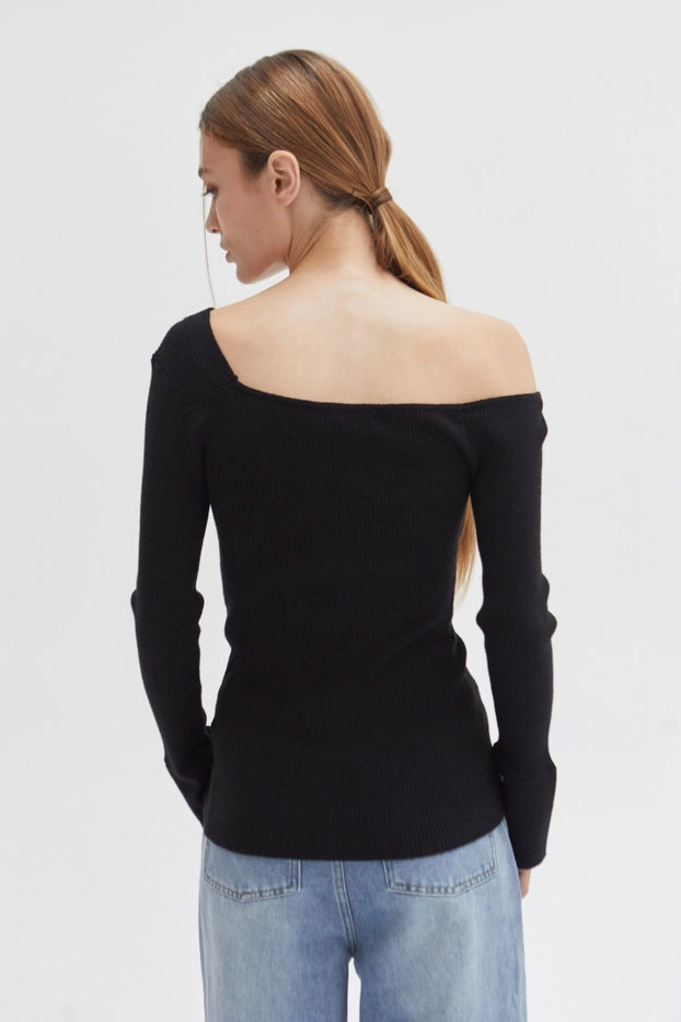 Sienna Asymmetric Shoulder Knit Top, Tank Blouse by Crescent | LIT Boutique