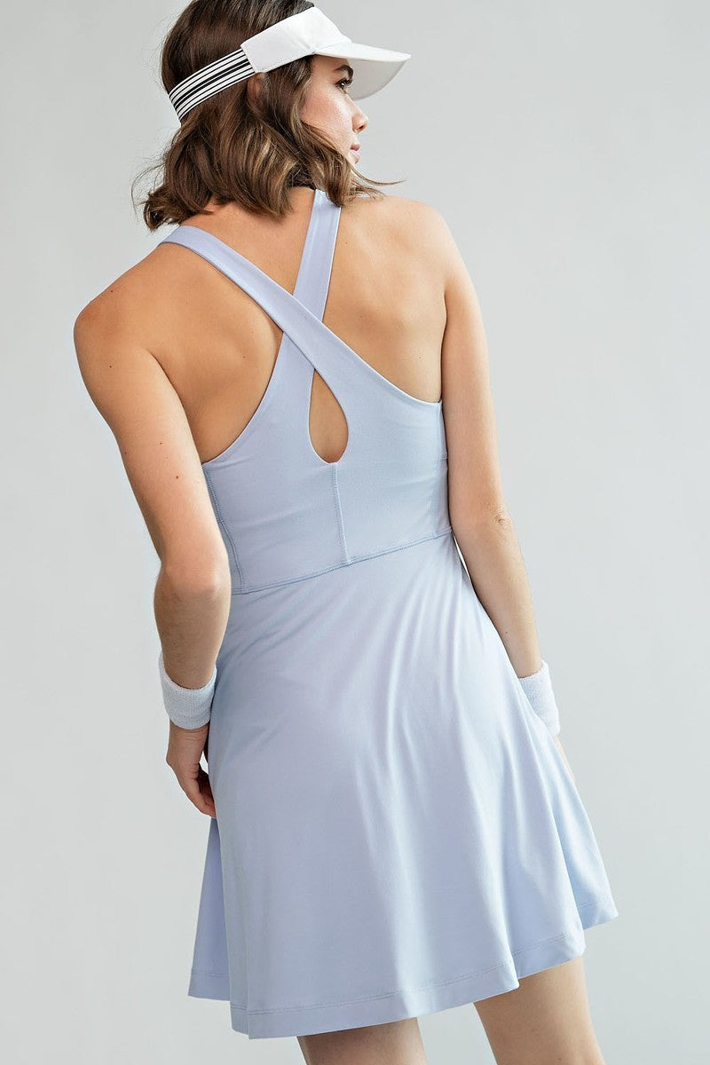 Butter Soft Romper Dress Pastel Blue, Romper Dress by Rae Mode | LIT Boutique