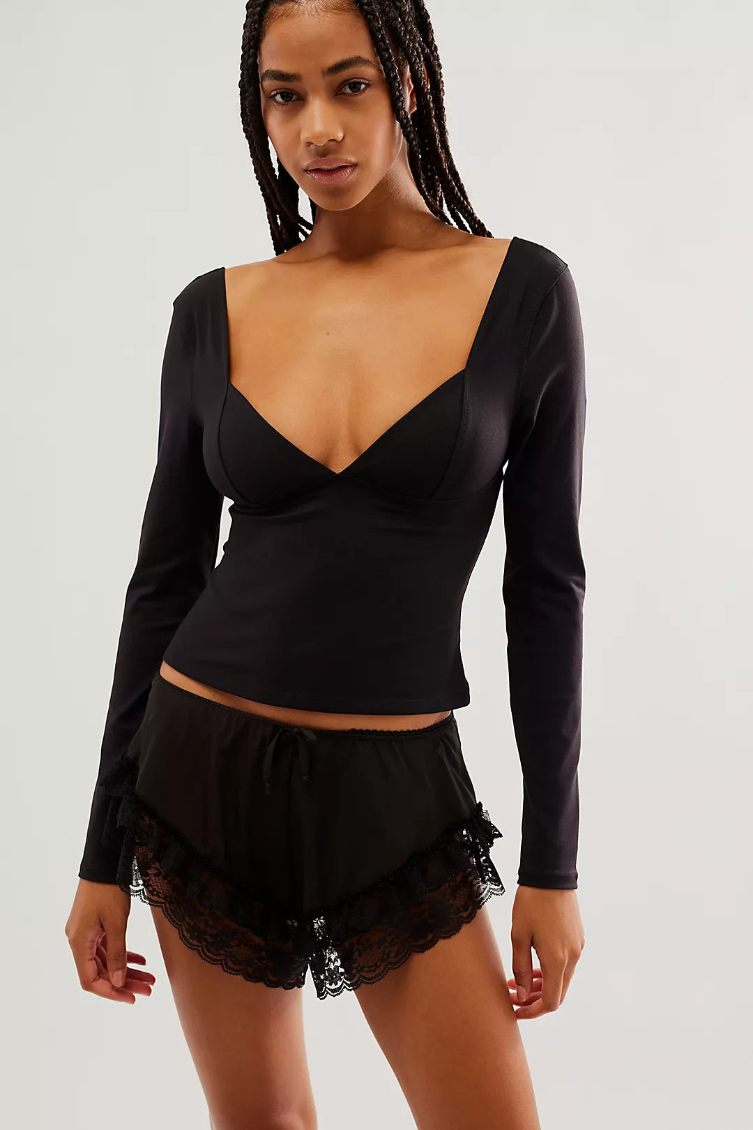 Duo Corset Long Sleeve Black, Long Tee by Free People | LIT Boutique