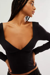 Thumbnail for Duo Corset Long Sleeve Black, Long Tee by Free People | LIT Boutique