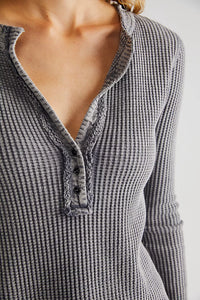Thumbnail for Colt Henley Top Charcoal, Top by Free People | LIT Boutique