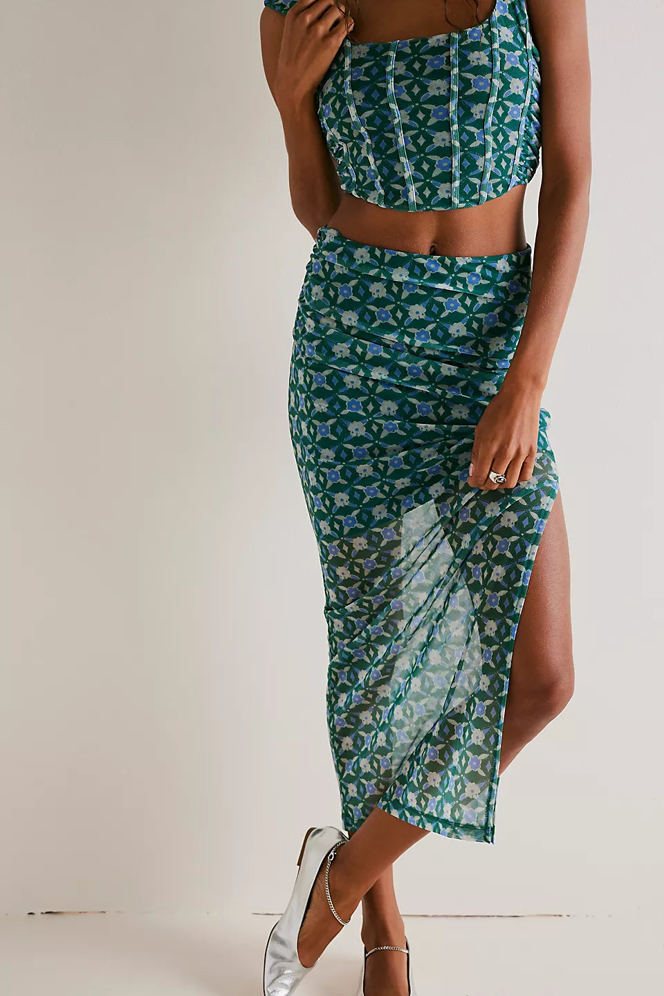 Galaxy Corset Set Green Combo, Maxi Dress by Free People | LIT Boutique