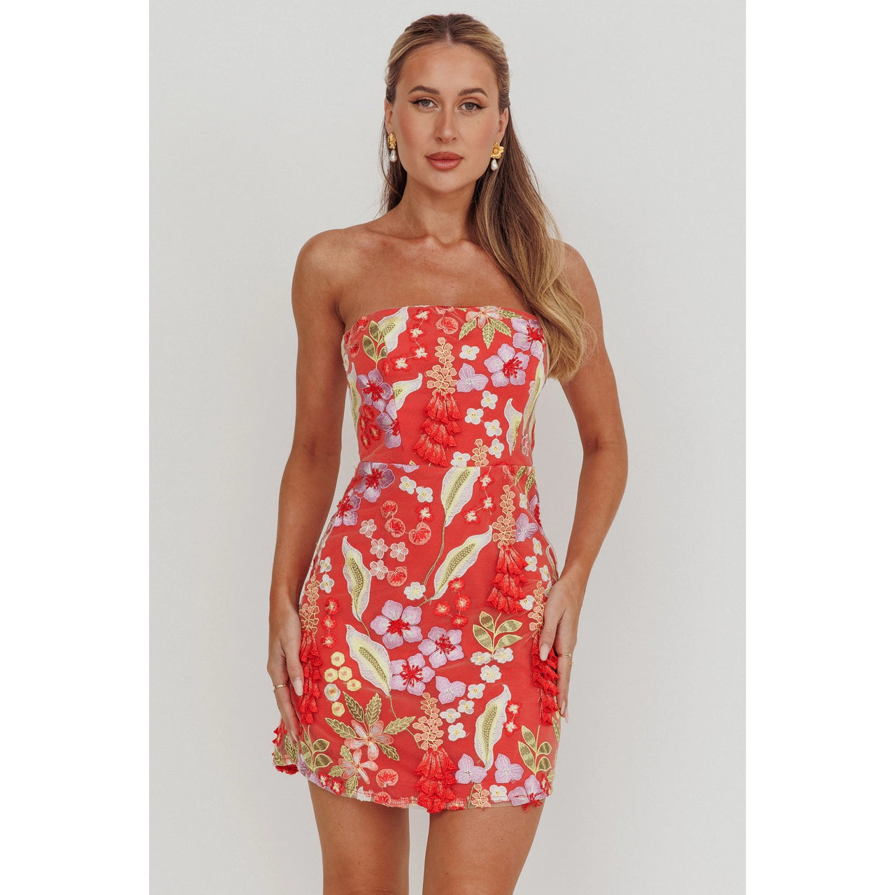 Embroidery Jacquard Floral Mini Dress, Mini Dress by Saints & Secrets | LIT Boutique