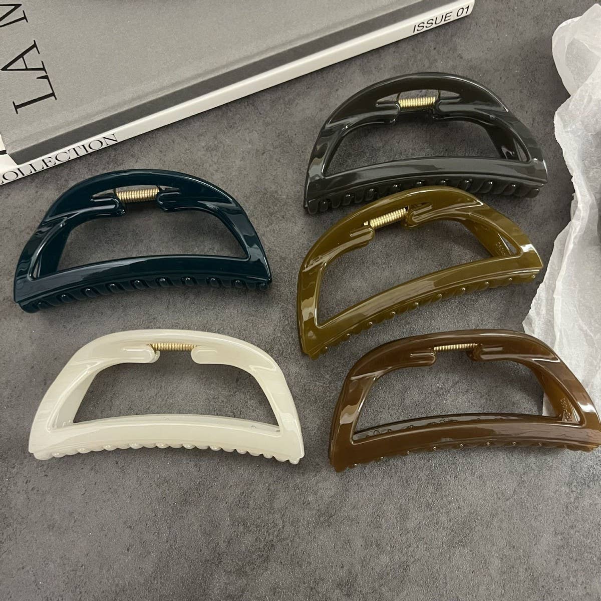 Halfmoon Bun Hair Claw in Navy,  by Refine | LIT Boutique