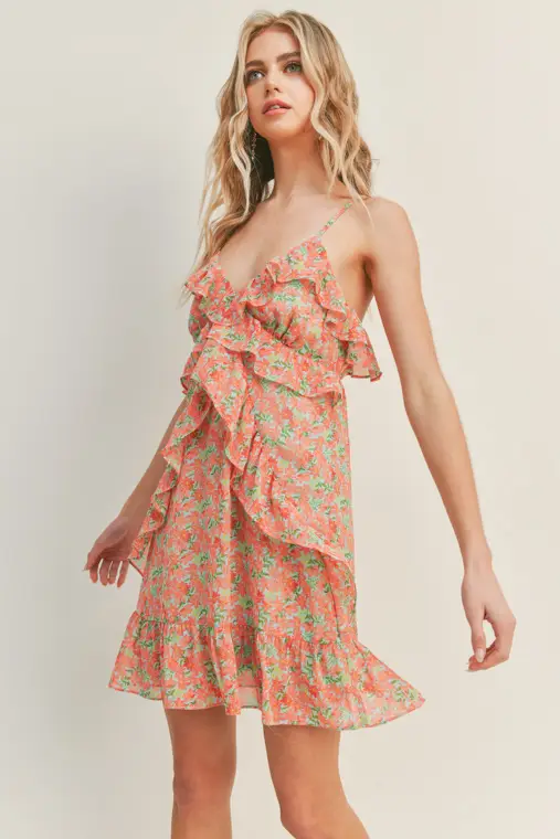 Tea Party Mini Coral Dress, Mini Dress by Lush | LIT Boutique