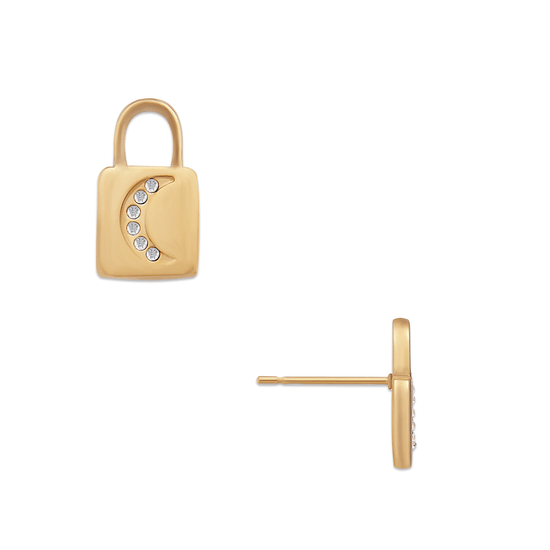 Leighton Crescent Lock Stud Earring, Earring Jewelry by Ellie Vail | LIT Boutique