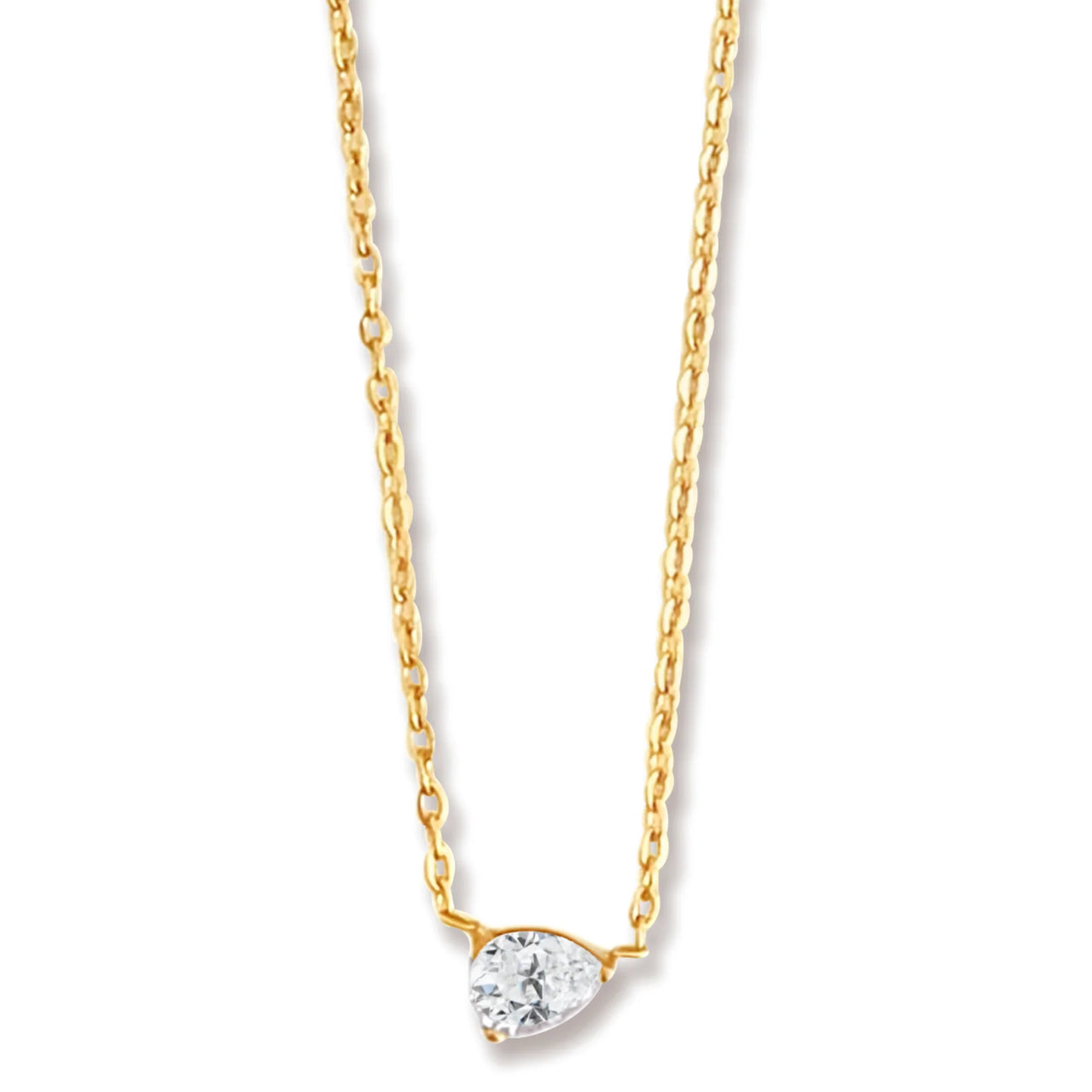 Lola Solitaire Sideways Pear Necklace Gold, Necklace Jewelry by Ellie Vail | LIT Boutique