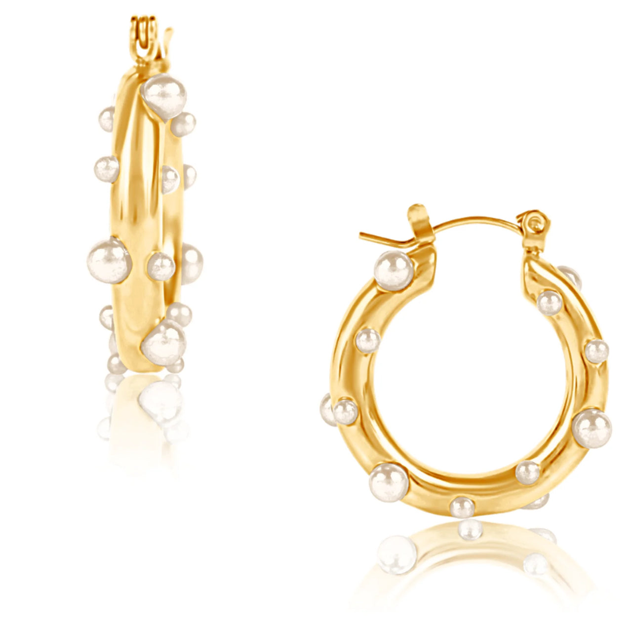 Nicoletta Pearl Hoop Earing, Earring Jewelry by Ellie Vail | LIT Boutique