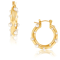 Thumbnail for Nicoletta Pearl Hoop Earing, Earring Jewelry by Ellie Vail | LIT Boutique