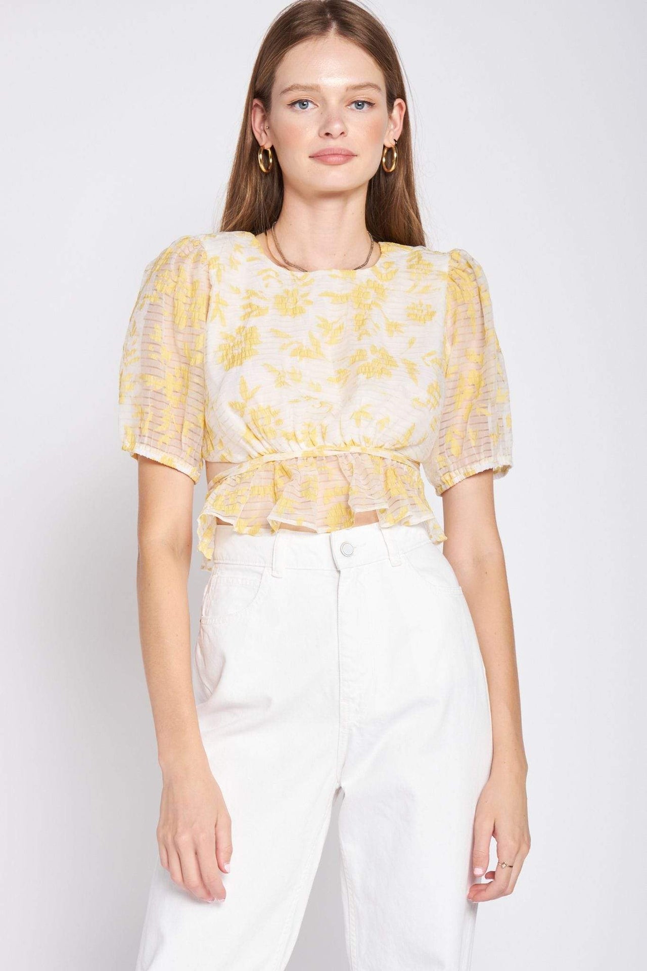 Audrey Top Yellow, Short Blouse by En Saison | LIT Boutique