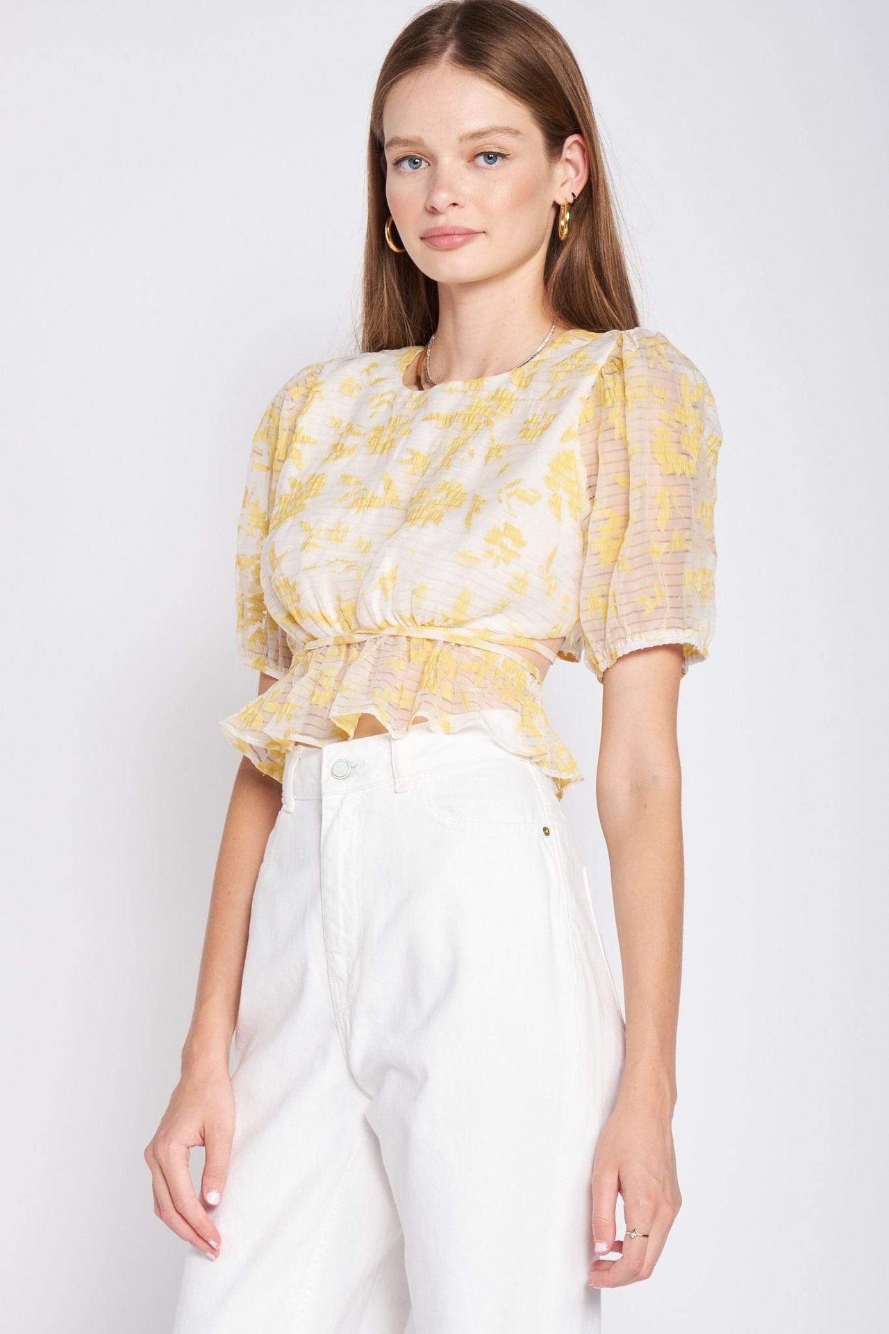 Audrey Top Yellow, Short Blouse by En Saison | LIT Boutique