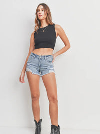 Thumbnail for Chill Out Low Rise Short Light Blue, Shorts by JUST BLACK | LIT Boutique