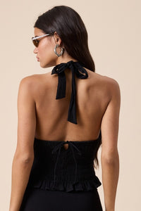 Thumbnail for Smocked Halter Tie Top Black, Tank Blouse by Refine | LIT Boutique