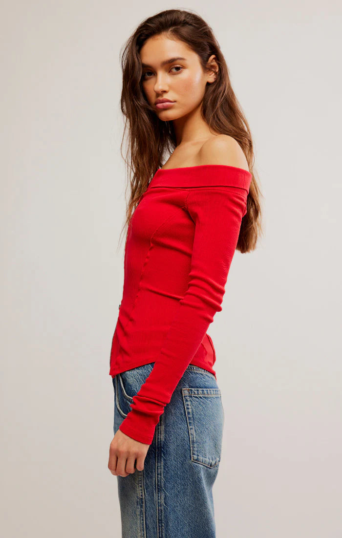 Eye Candy Tee Rusted Red, Long Blouse by Free People | LIT Boutique