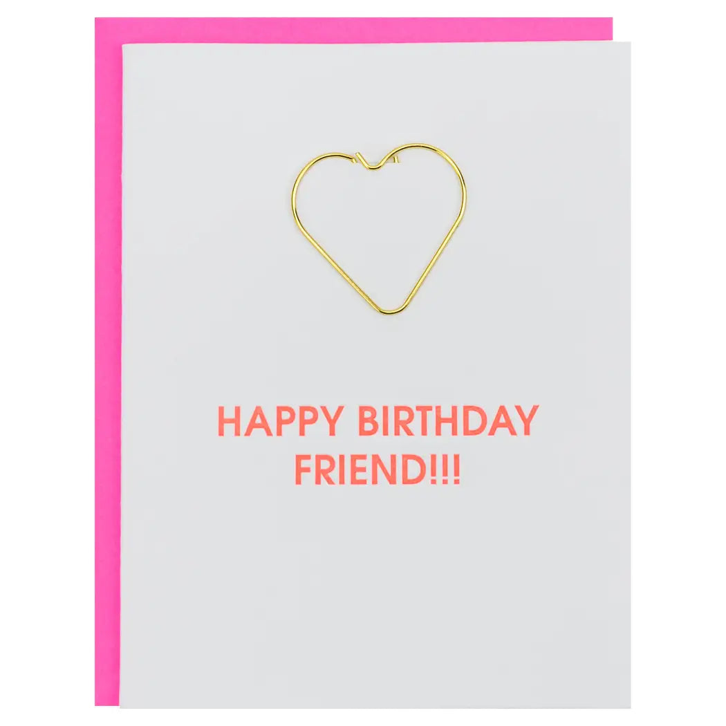 Happy Birthday Friend - Heart Clip Letterpress Card, Paper Gift by Chez Gagne | LIT Boutique