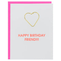 Thumbnail for Happy Birthday Friend - Heart Clip Letterpress Card, Paper Gift by Chez Gagne | LIT Boutique