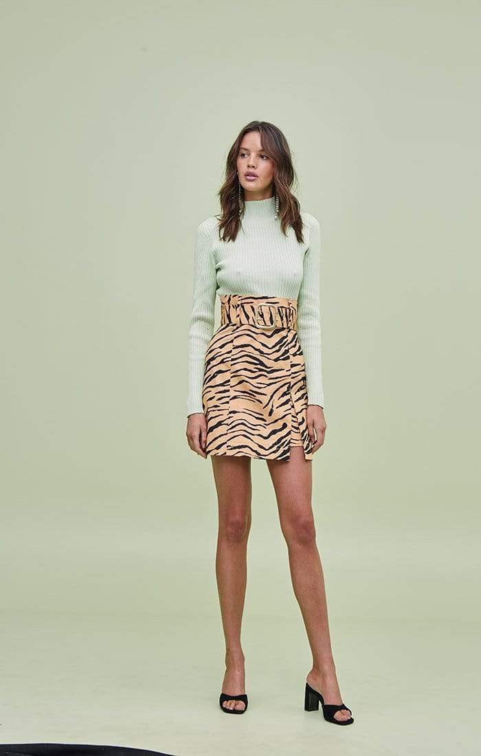 Heloise Tiger Skirt Tan, Mini Skirt by Finders Keepers | LIT Boutique