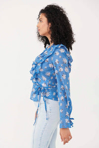 Thumbnail for Amanda Ruffle Top Cool Combo, Long Blouse by Free People | LIT Boutique