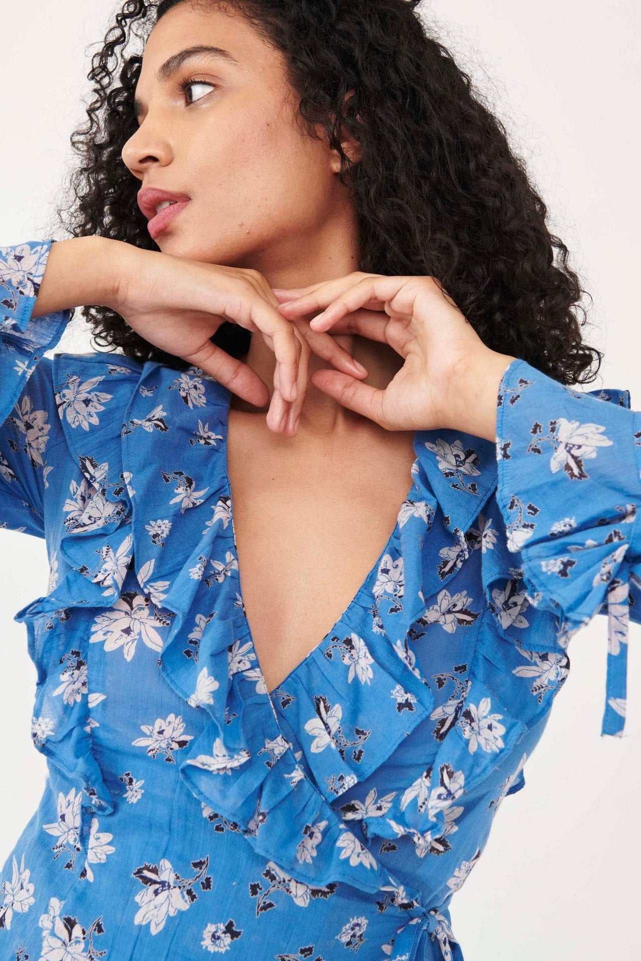 Amanda Ruffle Top Cool Combo, Long Blouse by Free People | LIT Boutique