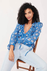 Thumbnail for Amanda Ruffle Top Cool Combo, Long Blouse by Free People | LIT Boutique