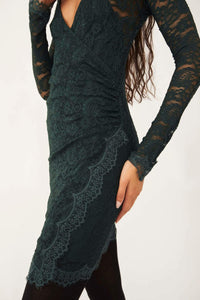 Thumbnail for Pearl Lace Mini Dress Deepest Spruce, Mini Dress by Free People | LIT Boutique