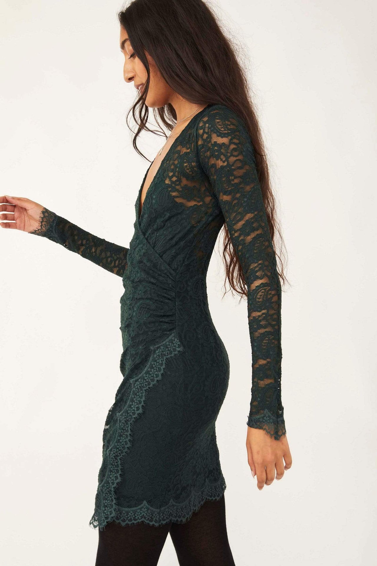 Pearl Lace Mini Dress Deepest Spruce, Mini Dress by Free People | LIT Boutique