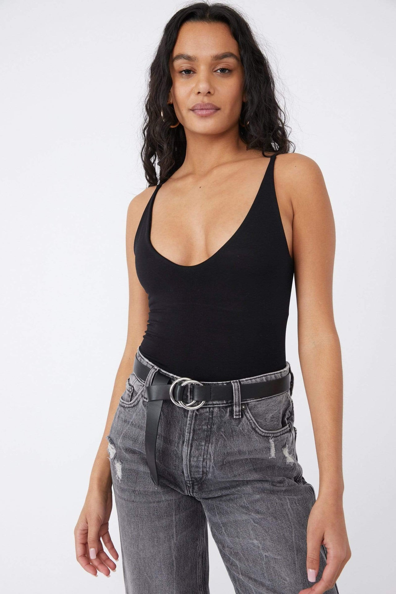Seamless V-Neck Cami Black, Tank Tee by Free People | LIT Boutique