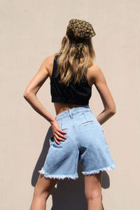 Thumbnail for Venice Culotte Denim Short Washed Blue, Denim Shorts by Free People | LIT Boutique