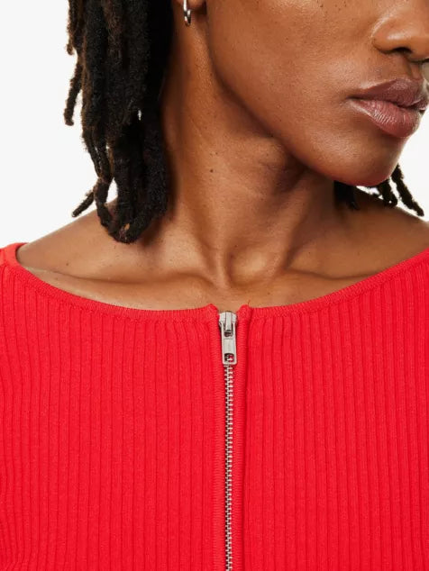 Virgo Rib Zip Front Sweater Grenadine, Sweater by Good American | LIT Boutique