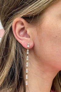 Thumbnail for Aero Baguette Drop Earrings Gold, Earring Jewelry by Golden Stella | LIT Boutique