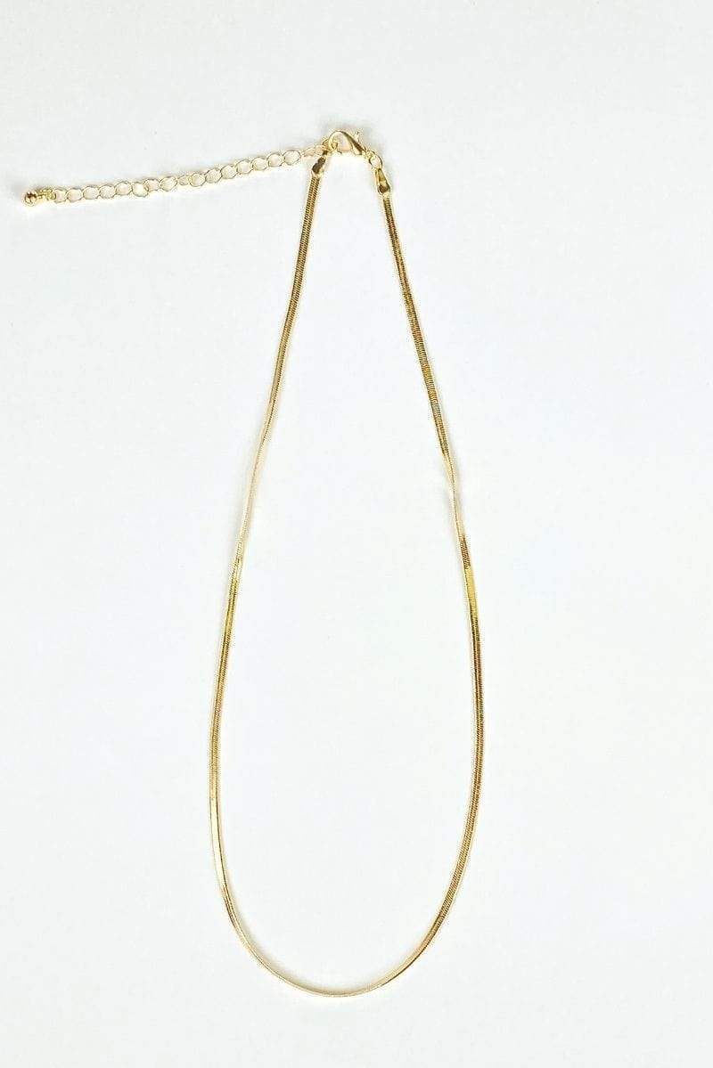 18K Gold Thin Herringbone Thin Snake Necklace Gold over – YanYa