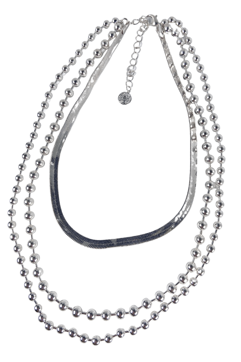 Lathan Layered Necklace Silver, Necklace Jewelry by H&D Accessories | LIT Boutique