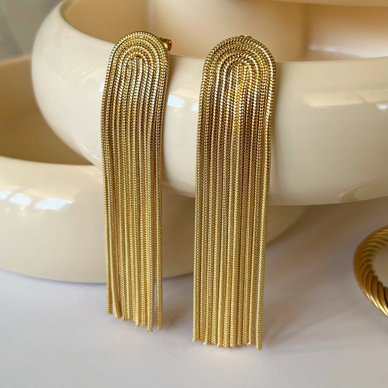 Reine Snake Tassel Earring Gold, Earring Jewelry by Ellie Vail | LIT Boutique