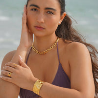 Thumbnail for Roxi Hammered Cuff Bracelet Gold, Bracelet Jewelry by Ellie Vail | LIT Boutique