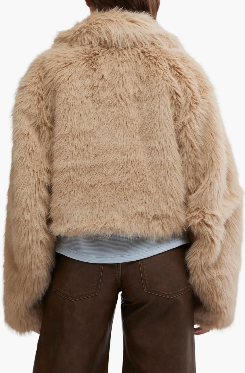 Paris Cropped Fur Tan, Jacket by Free People | LIT Boutique