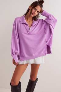 Thumbnail for Camden Henley Pink, Long Blouse by Free People | LIT Boutique