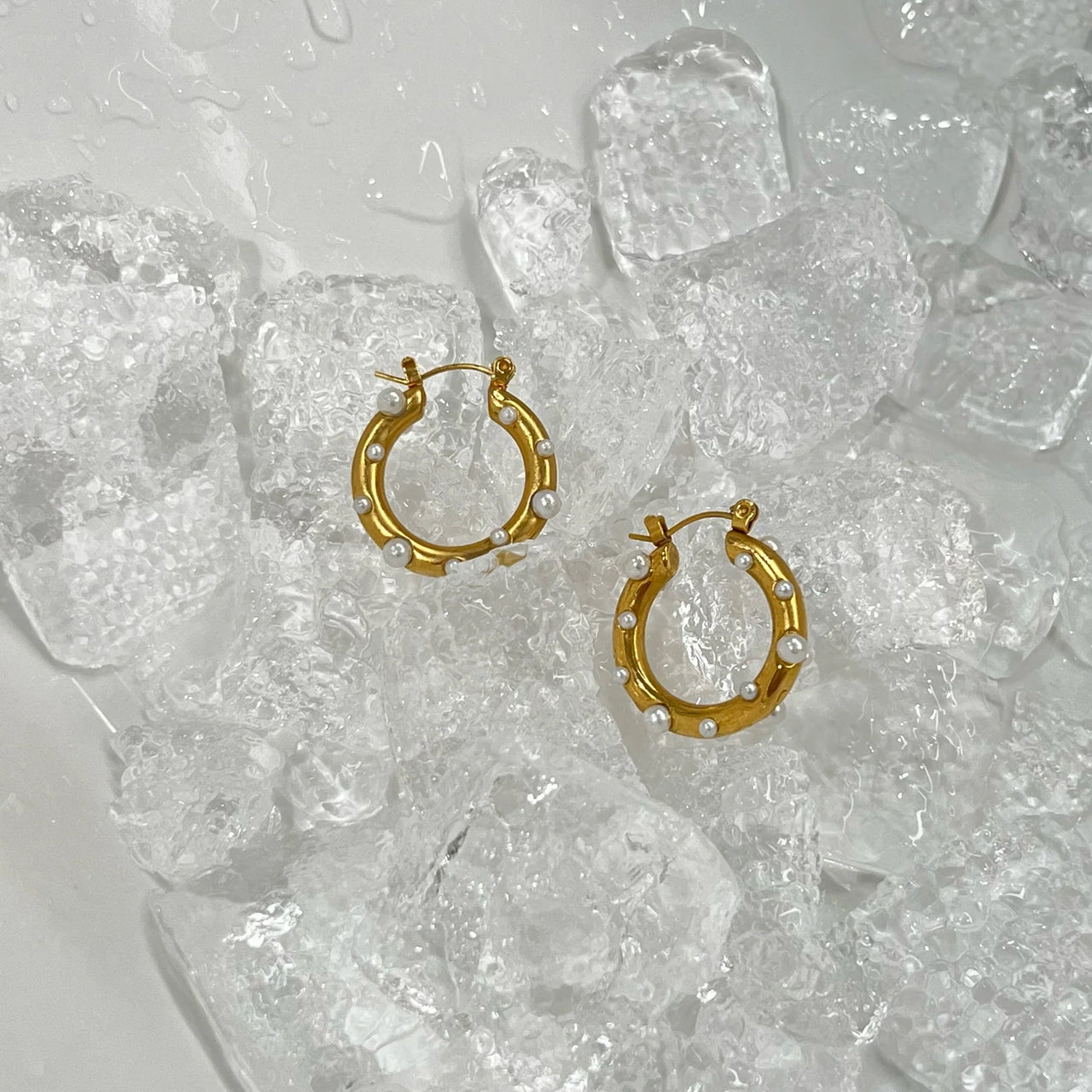 Nicoletta Pearl Hoop Earing, Earring Jewelry by Ellie Vail | LIT Boutique