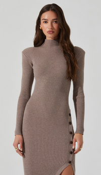 Thumbnail for Soryn Sweater Dress Taupe, Midi Dress by ASTR | LIT Boutique